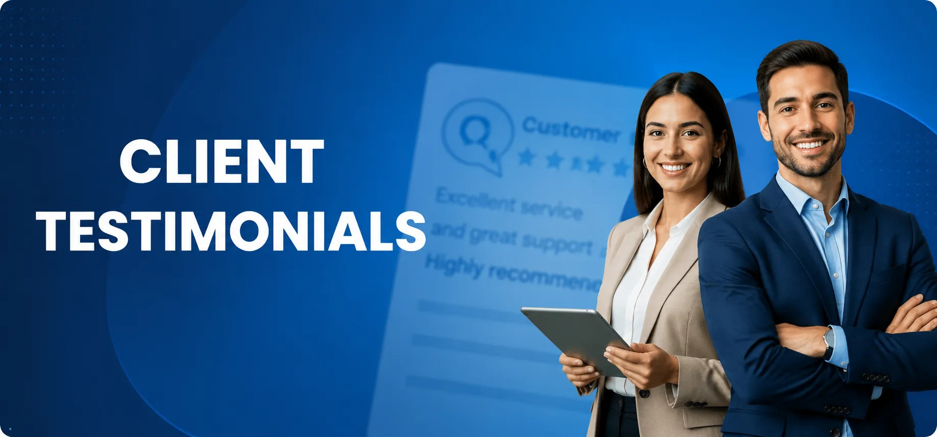 Blue Client Testimonials Banner