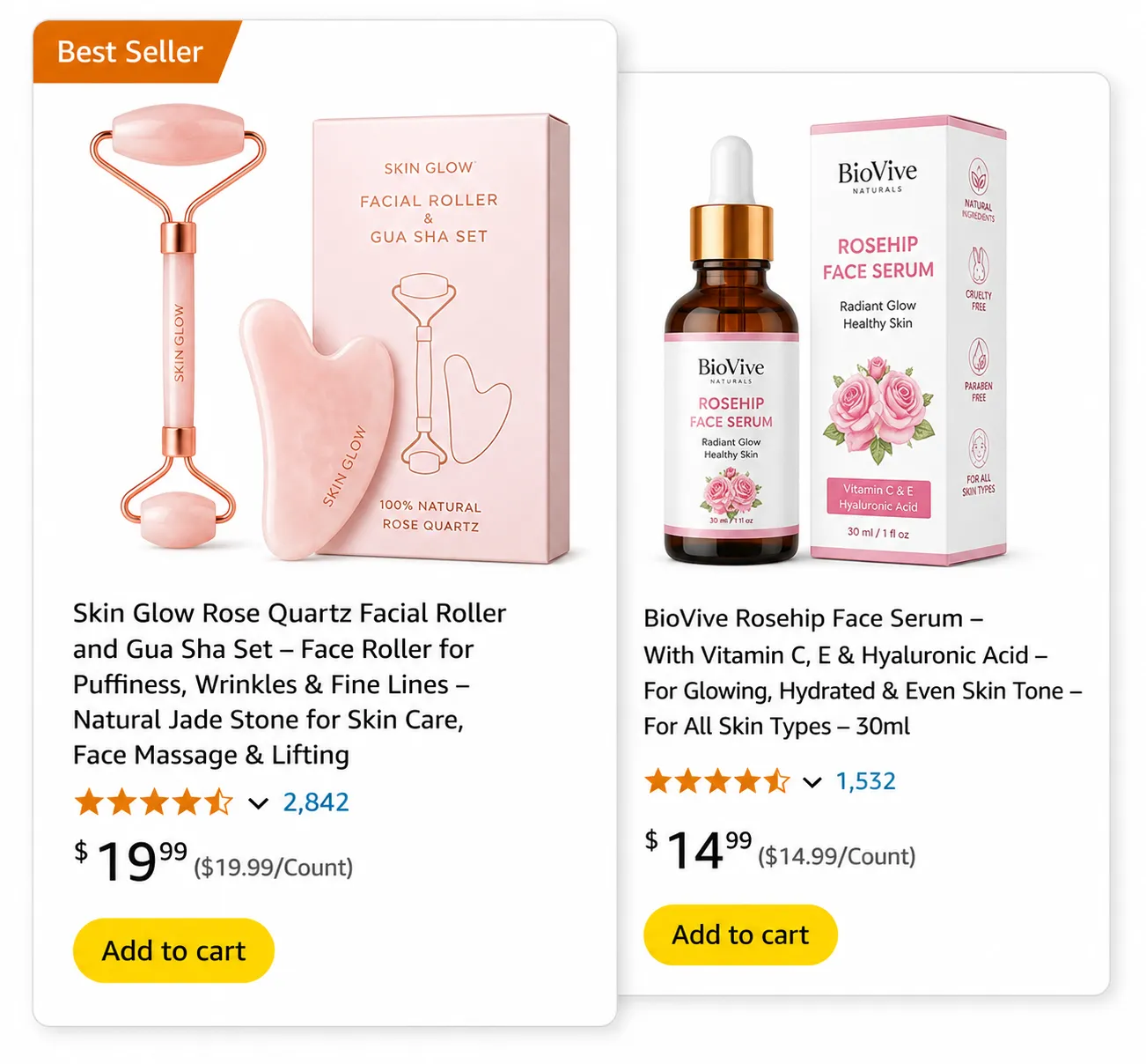 Amazon-style beauty product listing